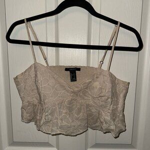 Forever 21 Cream Floral Women's Top